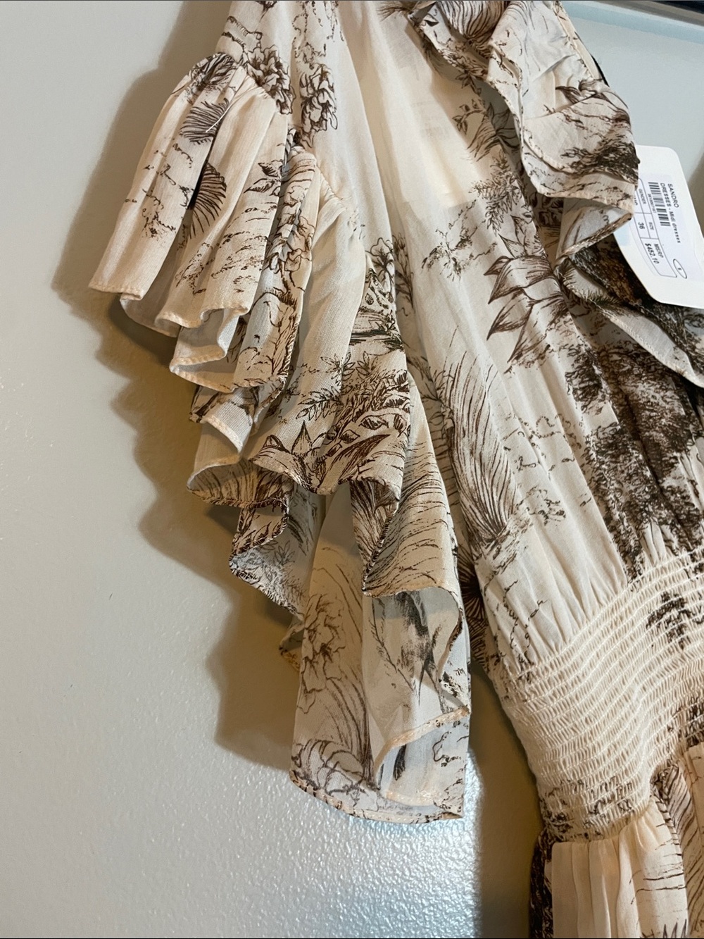 Sandro Cream Maxi Dress with Brown Scenic Print - Picture 14 of 16